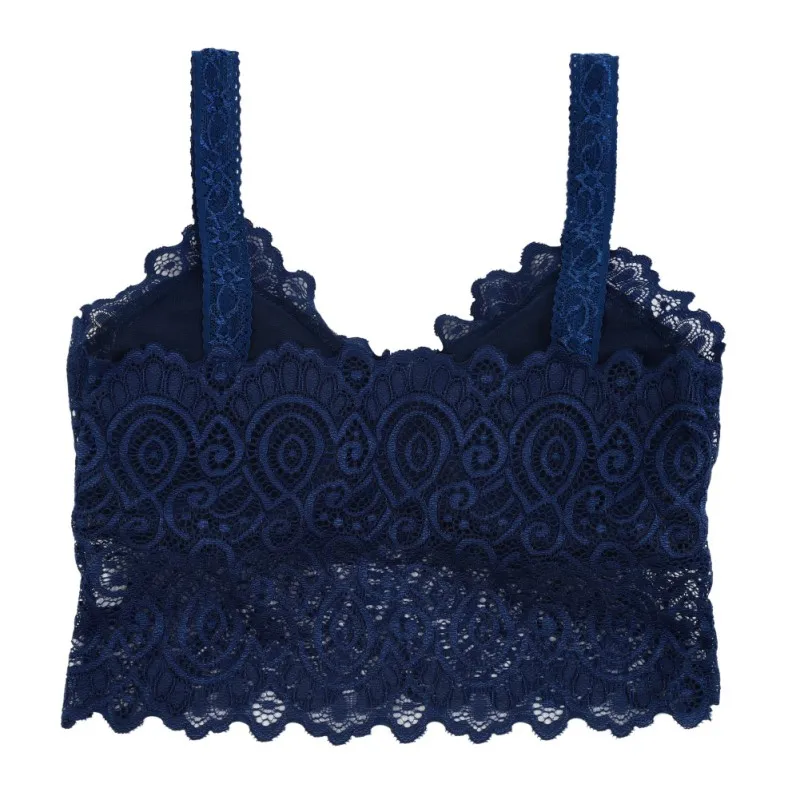 Women's Lace Lingerie V Neck Crochet Bralette Bra Crop Top Floral Cami  Padded Tank Tops Underwear 