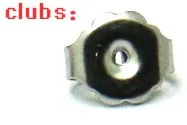 200 шт опт нержавеющая сталь 6*4 мм затычка для ушей гайки-серьги задние стопоры настройки с эллипсом и клюшки для сережек шпильки - Цвет: Clubs