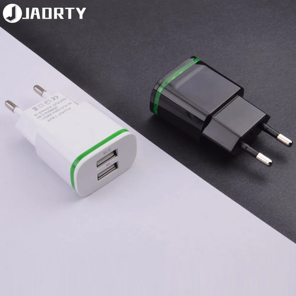 

EU/USA Plug 2 Ports LED Light USB Charger 5V 1A/2.1A Wall Adapter Mobile Phone Data Charging For iPhone Samsung Huawei