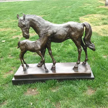 

Art Deco Sculpture Mother And Son Horse Bronze Statue