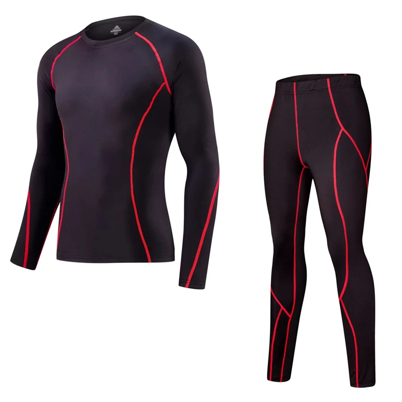 New Men's Thermal Underwear Set Long-sleeved Shirt + Compression Pants 2 Piece Suit Fitness T-shirt Men's Leggings Rashgard Male New Men's Thermal Underwear Set Long-sleeved Shirt + Compression Pants 2 Piece Suit Fitness T-shirt Men's Leggings Rashgard Male