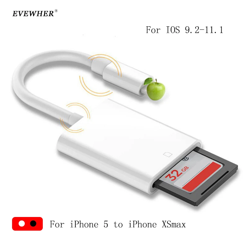 

10pcs SD Card Reader Micro SD OTG Smart Camera Card Reader Adapter for iPhone 5 6 7 8 XSmax Memory Cards SD Adapter No APP Need