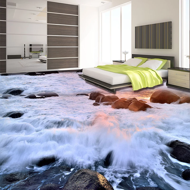 

Custom 3D Photo Wallpaper Sea Rock Bedroom Living Room Bathroom Floor Mural Paintings PVC Self-adhesive Home Decor Wallpaper