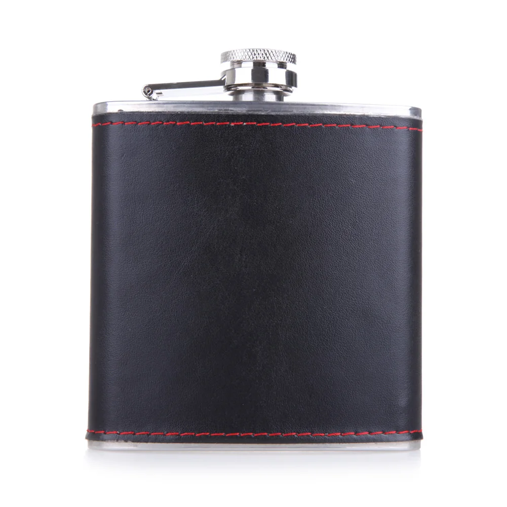 

6 oz Stainless Steel Hip Flasks Leather Chip Flagon Whiskey Wine Bottle Back High Quality Alcohol Pocket with Funnel Drinkware