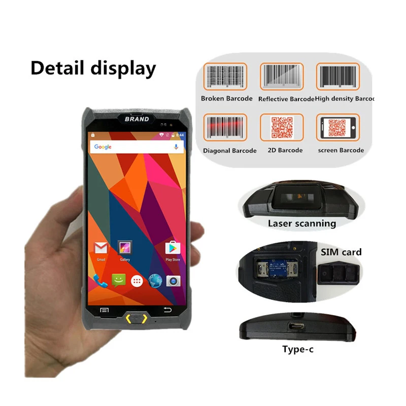 Leitor sem Fio do Código de Barras Pda do Varredor Móvel do Código de Barras do Terminal da Posição de 5 Gprs Bluetooth Wifi Polegadas 1d - 2d 4g 17 1d 2d 4g gprs bluetooth wifi pda
