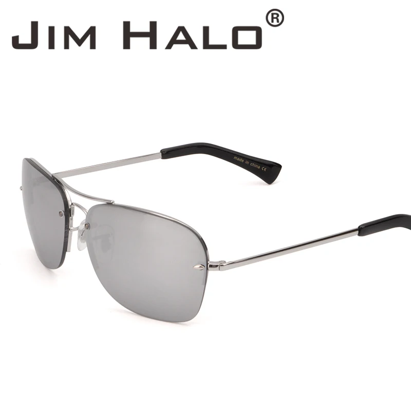 Square Silver Semi Rimless Vintage Aviation Sunglasses Halo Jim XZkiuPO