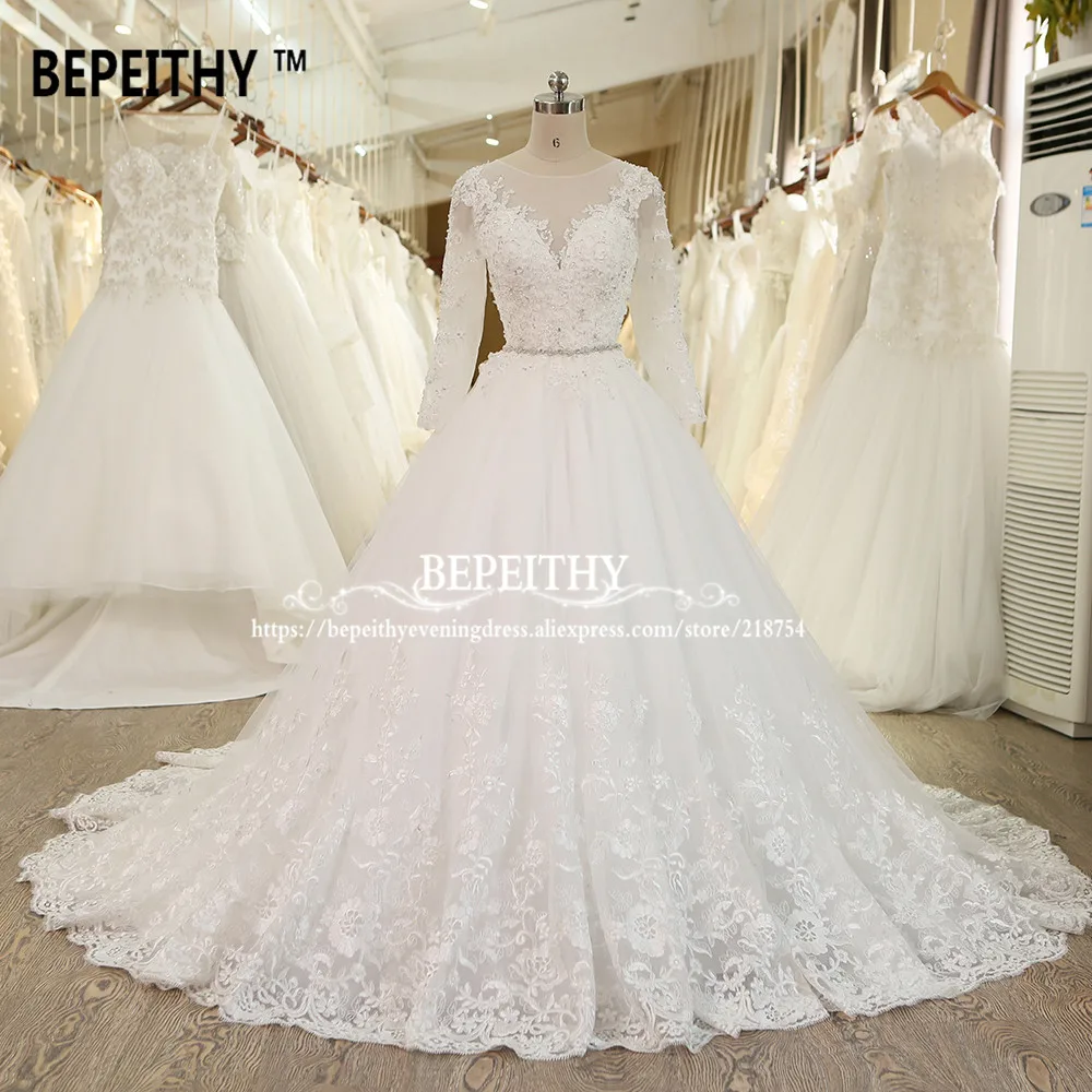 BEPEITHY Robe De Mariage бальное платье принцессы свадебное с кристальным поясом кружевные