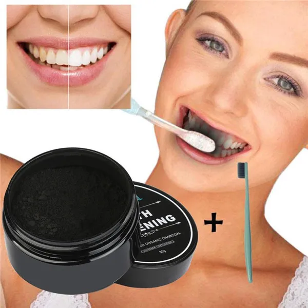 

Smile perfect Teeth Whitening Powder Natural Organic Activated Charcoal Bamboo Toothpaste Tool with Tooth Brush blanchiment