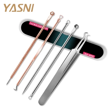 

5PCS Acne Blemish Extractor Antibacterial Acne Needle Tweezer Face Care Comedone Blackhead Pimples Removal Skin Cleaner FS90