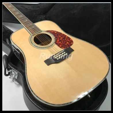 

Top Quality 12 Strings Acoustic Guitar Solid Spruce Dovetail Vertebral Joint Bone Nut&Saddles Abalone Inlay Full Abalone Inlay