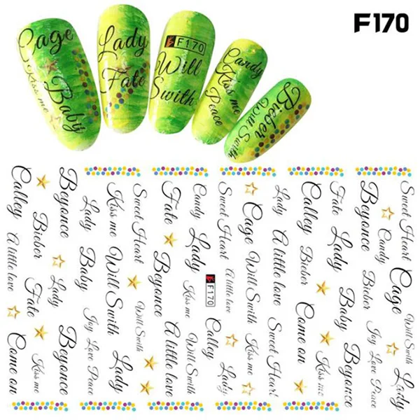 

1pc 3D Stickers For Nail Adhesive Decals Ferris wheels letters Leaf Designs Sliders Nail Art Tattoo Manicure Decorations