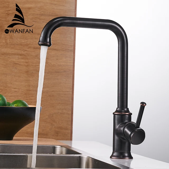 Special Offers Kitchen Faucets Black Color Brass Crane Kitchen Faucets Hot and Cold Water Mixer Tap Single Hole Mixer Tap torneira WF-18059