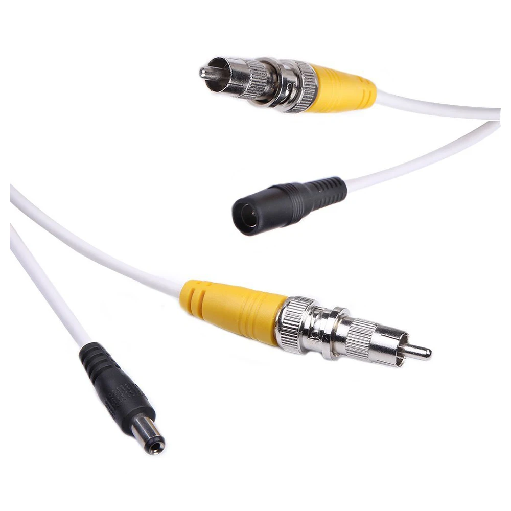 

100ft Video Power Cables BNC RCA Security Camera Extension White Wires Cords for CCTV DVR Surveillance System