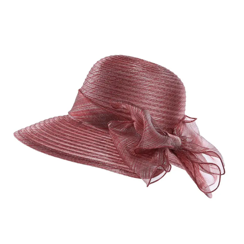 Бренд Kajeer, фетровые шляпы для женщин,, с широкими полями, для пляжа, церкви, кепка, для девушек, церковный колокол, шляпа с бантом, для свадьбы, котелок - Цвет: Red