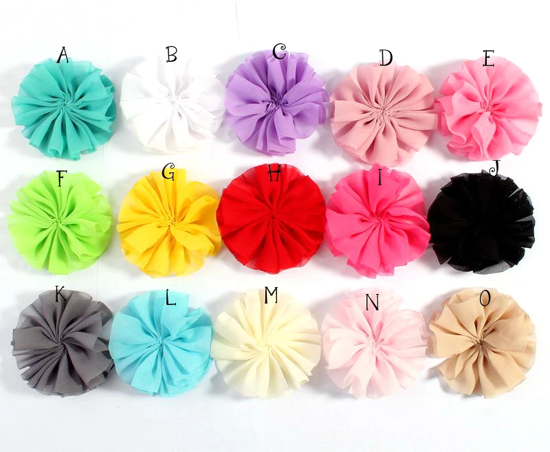 30pcs 6.5cm Solid Chiffon Ballerina Artificial Fabric Hair Flower