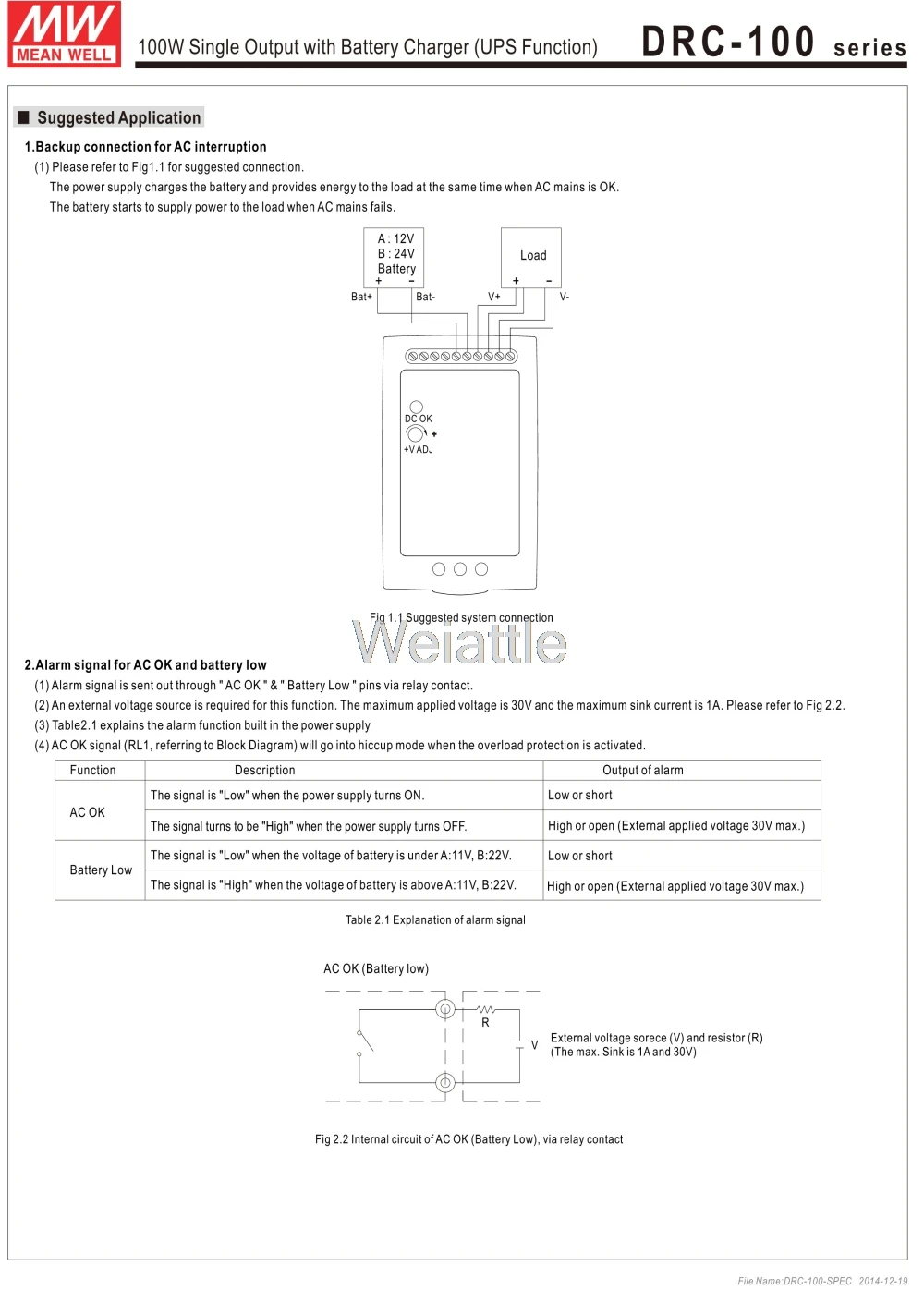 MEAN WELL DRC-100B 24V 24-30V 2.25A 1.25A 96,6 W DRC-100A 12V 13,8 V 4.5A 2.5A с одним выходом с функцией зарядного устройства UPS