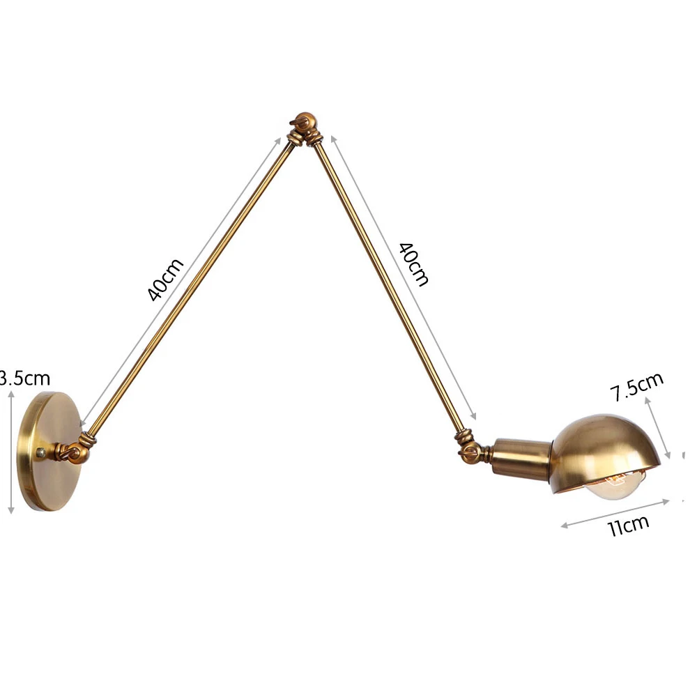 Промышленный Регулируемый поворотный настенный светильник для чтения, прикроватный винтажный светильник Wandlamp, ретро удлиняемый светодиодный настенный светильник Fexible белого золота - Цвет абажура: G5