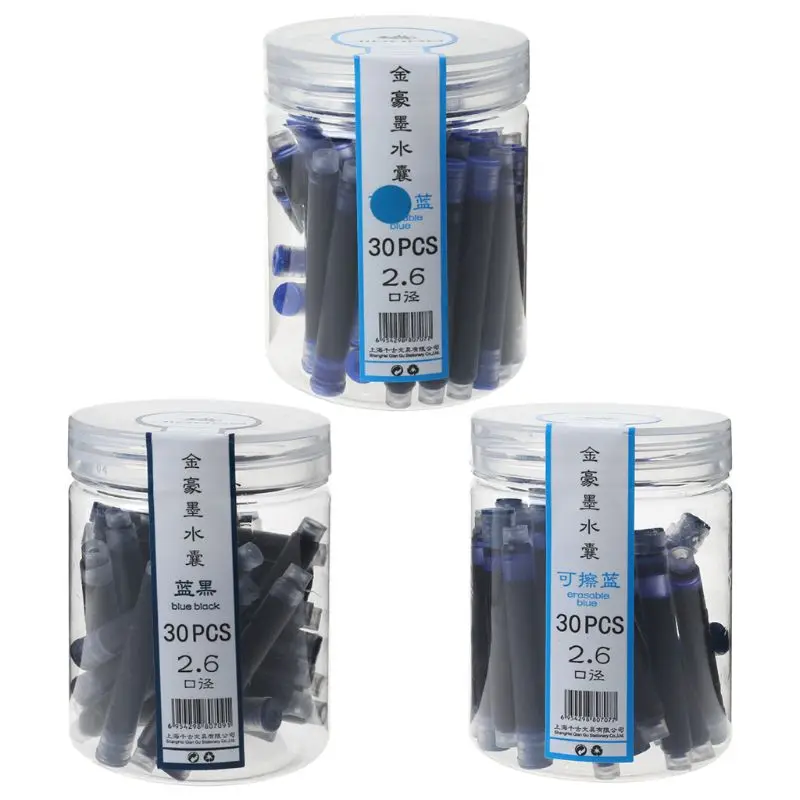 

30pcs Jinhao Universal Black Blue Fountain Pen Ink Sac Cartridges 2.6mm Refills School Office Stationery J