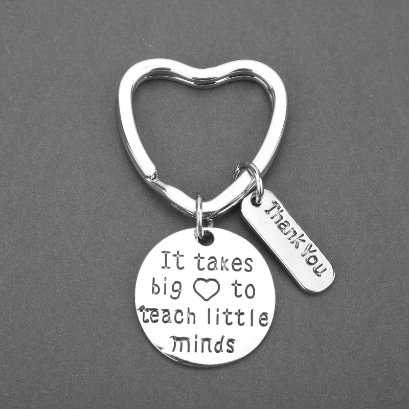 

MQCHUN Teacher Keychain It takes a big heart to teach little minds Keyring Charm Pendant Key Chain Jewelry For Teachers Day Gift