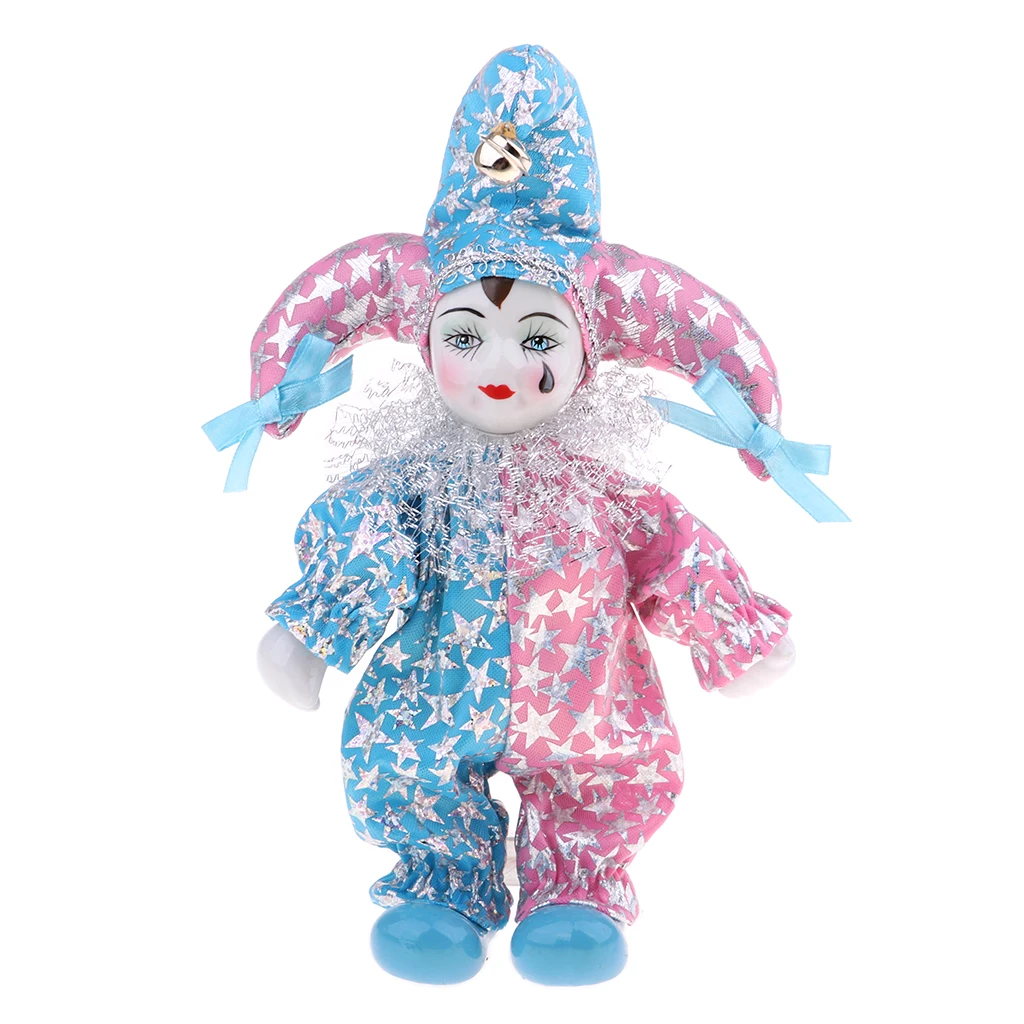 20CM Italian Doll Porcelain Clown Figures Artware Fit for Valentine Gift, for Home Office Display Decorations Ornaments