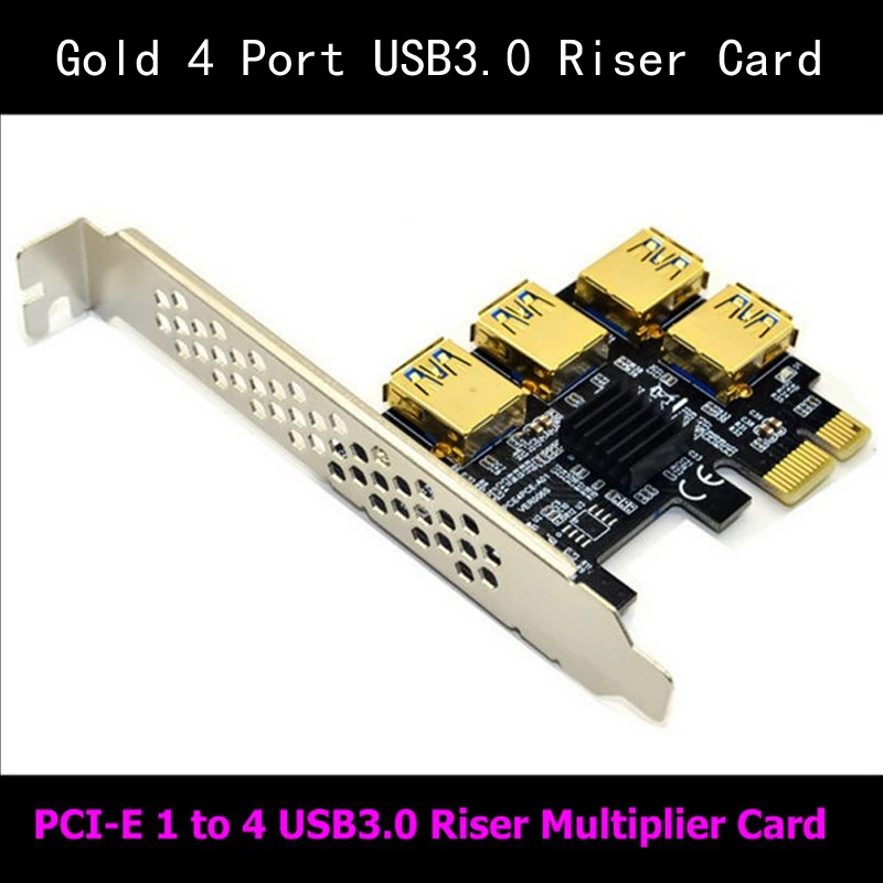 Gold 4 Port USB3 0 Riser Card PCI E 1 To 4 PCI Express 16X Slot