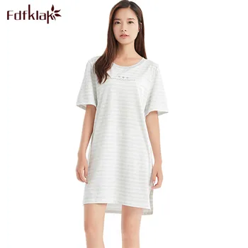 

Fdfklak Comfortable Cotton Nightgowns Women Short Sleeve Dress Women's Sleepwear Nightdress Female Nightwear Night Shirt