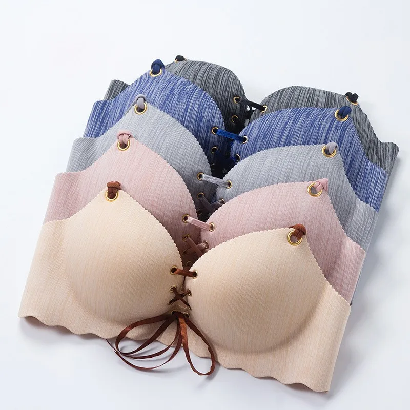 New Fashion Bra Seamless With String Push Up Bras For Women Breathable Wire Free Underwear Women Sexy Lingerie Solid Bra Women