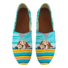 Забавные Синие слипоны на плоской подошве для женщин; женские мокасины без шнуровки для мам; женские парусиновые кроссовки; zapatos mujer