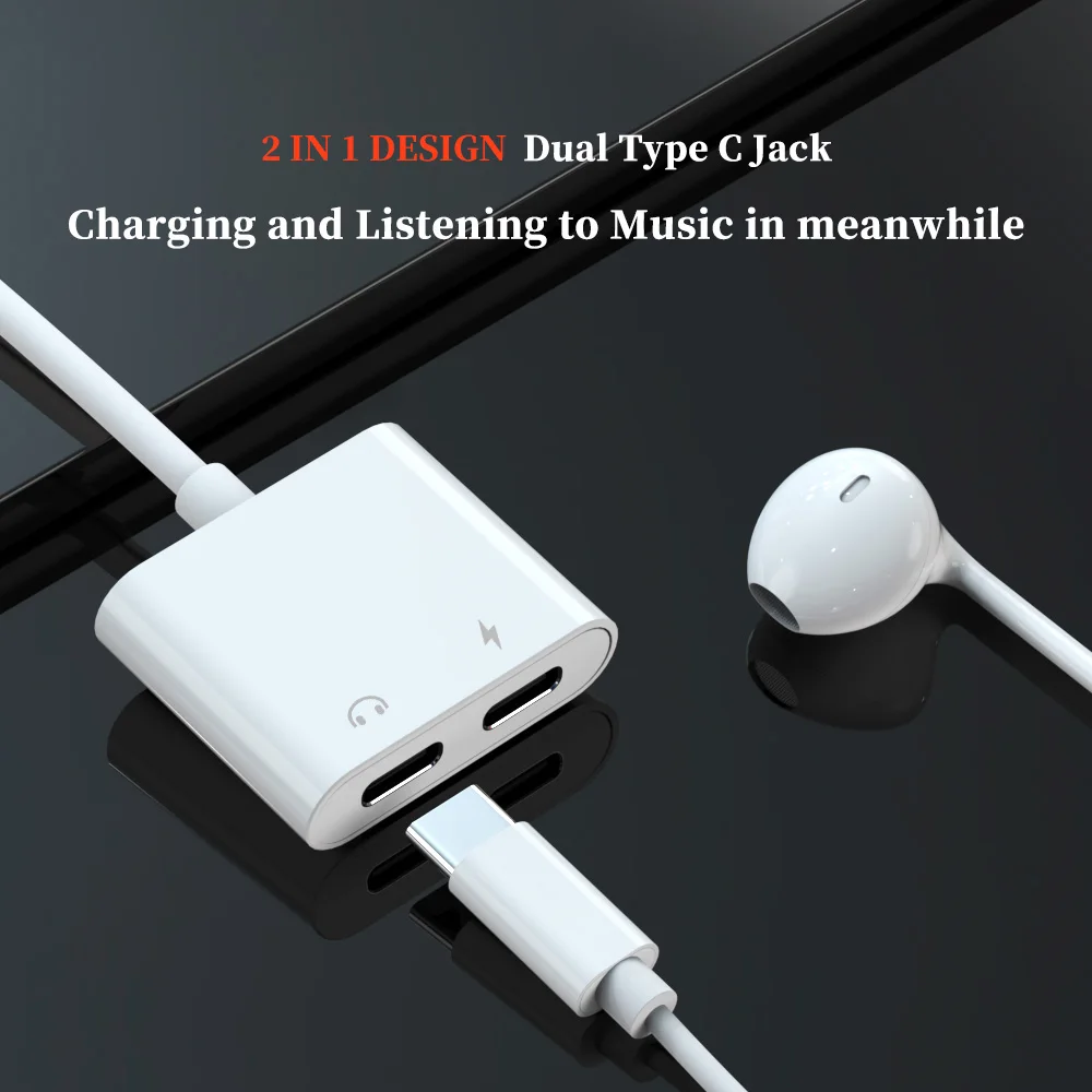 ACCGUYS двойной тип C Jack Aux аудио кабель адаптер USB PD Быстрая зарядка конвертер для iPad