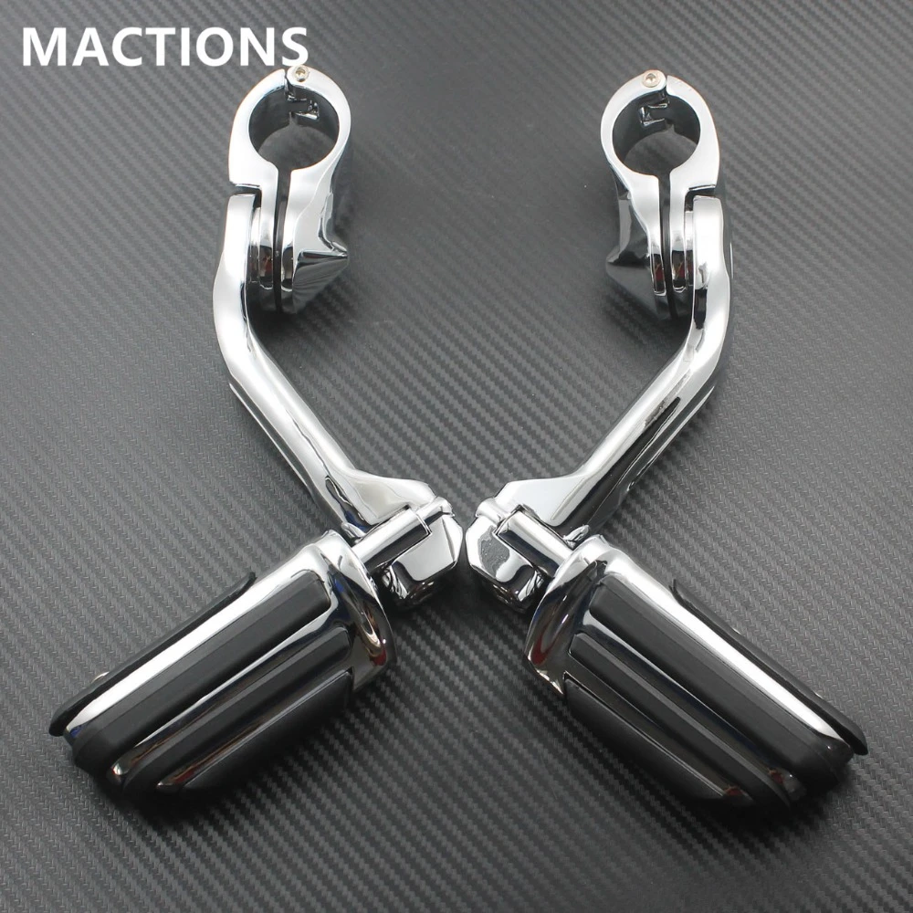 Chrome Motorcycle Highway Foot Pegs 1-1/4" For Harley Street Glide Road King US Chrome Motorcycle Highway Foot Pegs 1-1/4" For Harley Street Glide Road King US