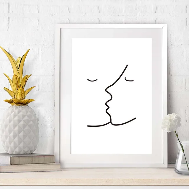 Pocałunek Picasso Prosta Linia Płótnie Malarstwo Czarny ...