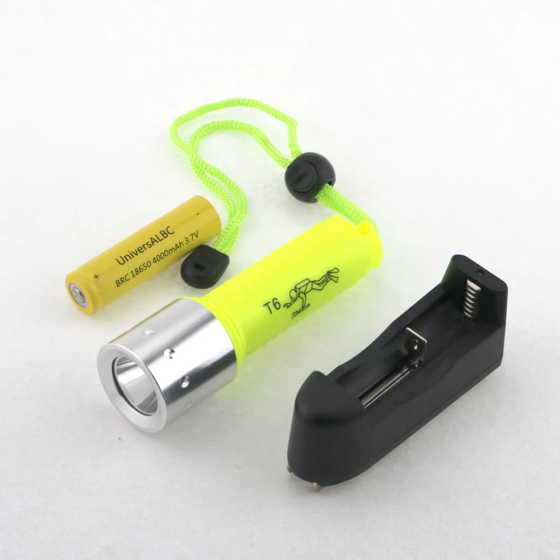 

Green 2000LM T6 LED Waterproof Underwater 50-100m Scuba Dive Diving Flashlight Torch Lamp + 18650 Battery + Charger