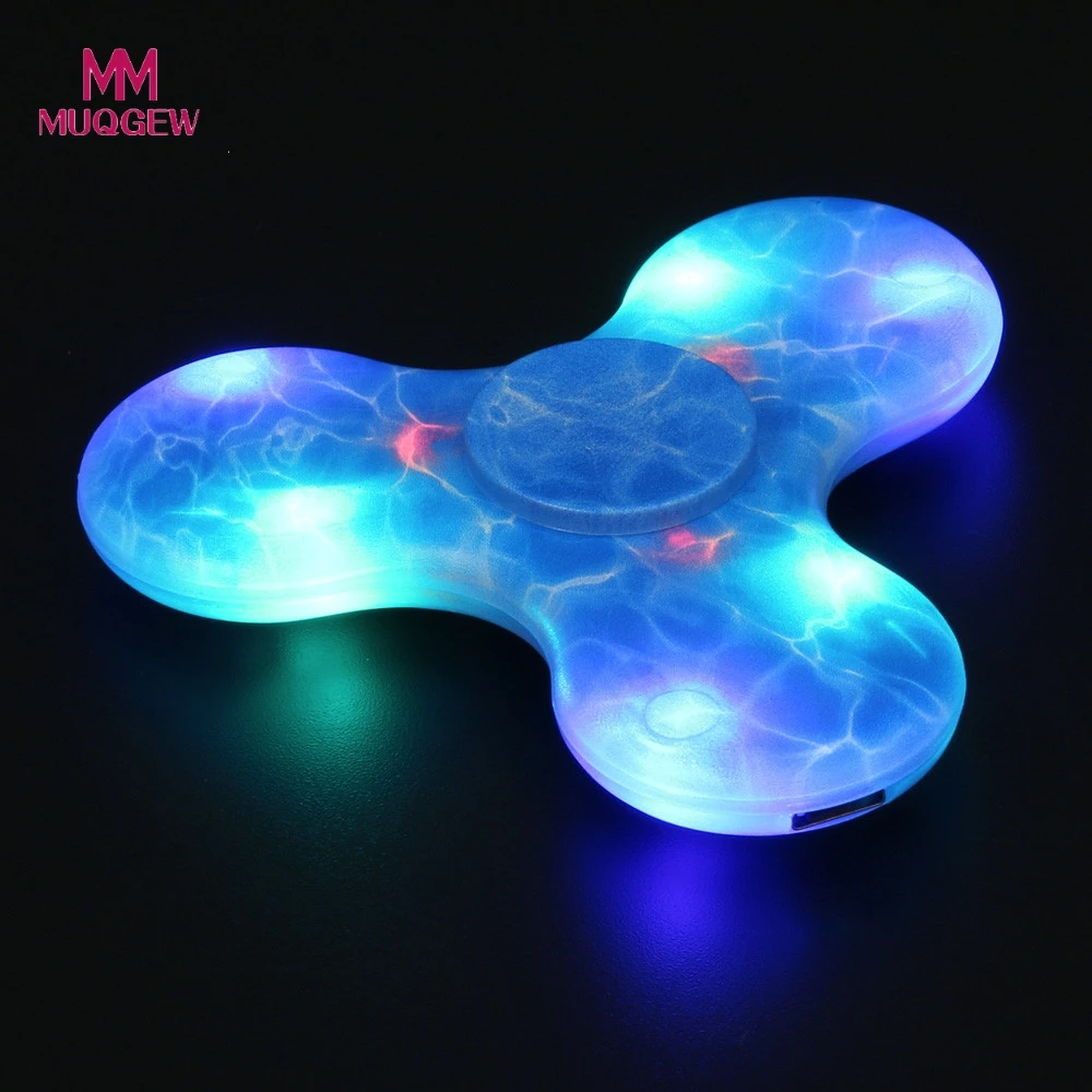 Creative LED Light Fidget Spinner Mini Bluetooth Speaker Hand Tri Spinner for Kids Autism ADHD Finger Spiner Toys Handspinner