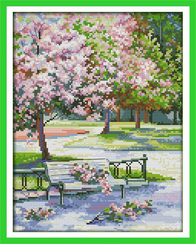 

The spring in the park counted printed on fabric DMC 14CT 11CT Cross Stitch kitsembroidery needlework Sets Home Decor