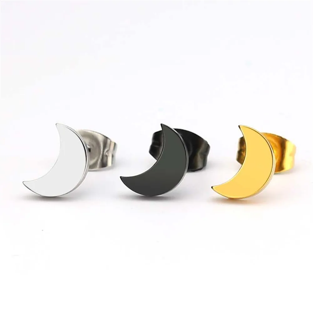 

Korean fashion stainless steel simple moon earrings female hypoallergenic men earrings jewelry women's accesories wholesale