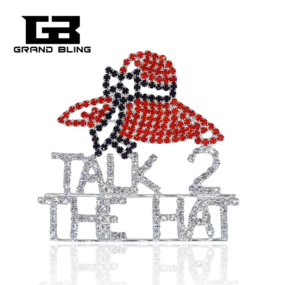 

Fancy Design of Rhinestone Brooch Pins "TALK TO THE HAT" to Red Hatters FREE SHIPPING