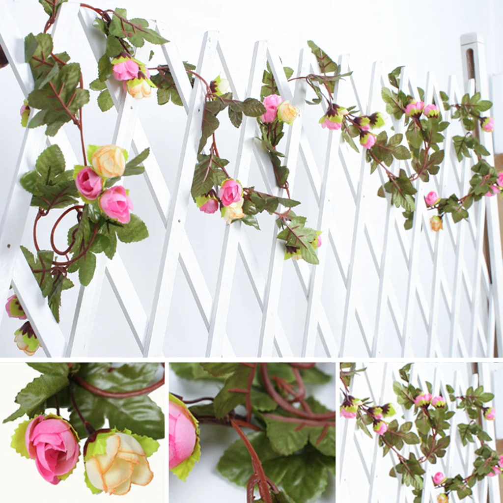 1pcs Rattan Silk Artificial Flowers High Quality European Style Vivid Rose Flowers for Wedding Home Fence Spring Decor DIY Craft