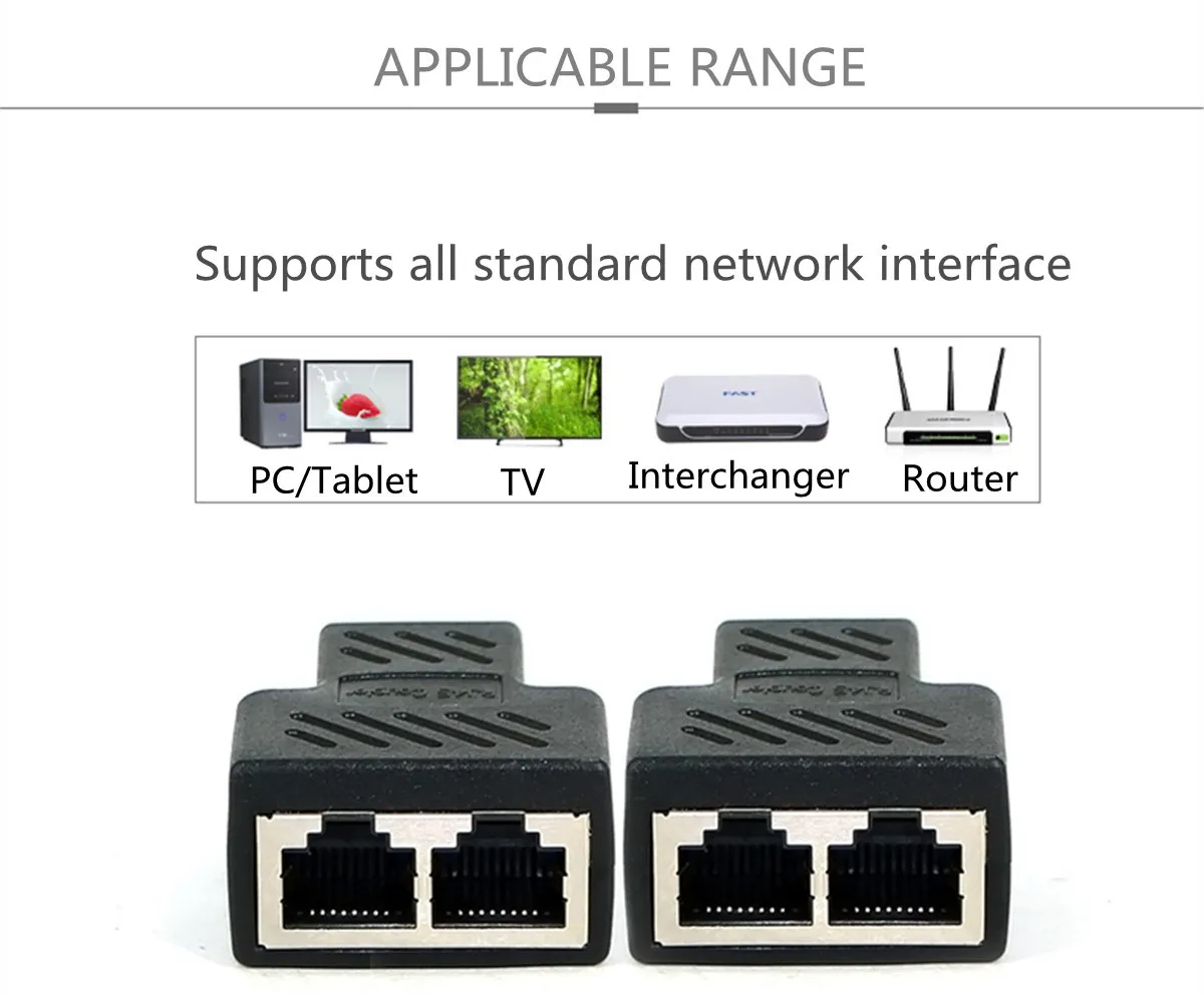 Ethernet кабель SOONHUA RJ45 Порт локальной сети от 1 до 2 розеток стандартные адаптеры для