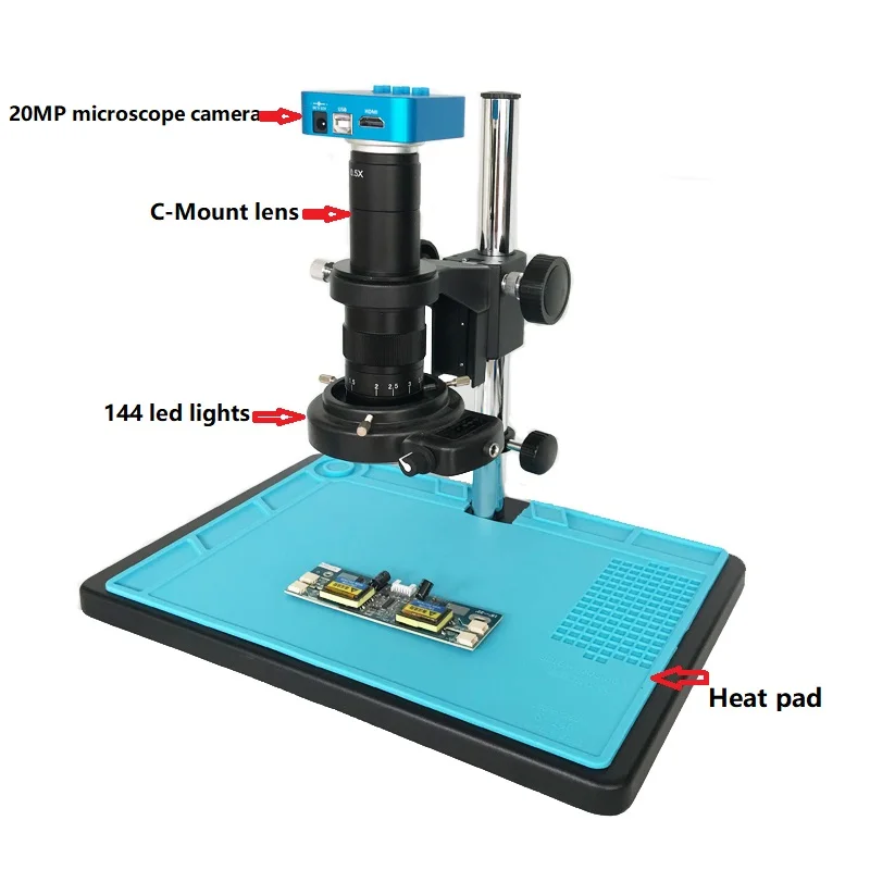 

10X 180X 300X C-Mount zoom lens Table stand 20MP Full HD 1080P 60FPS HDMI USB Industrial Digital Video microscope Camera barlow