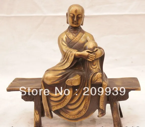 

001556 China Chinese Bronze Luo Han Arhat Arhan Tang Seng Statue Sculptures Statuary (A0314)