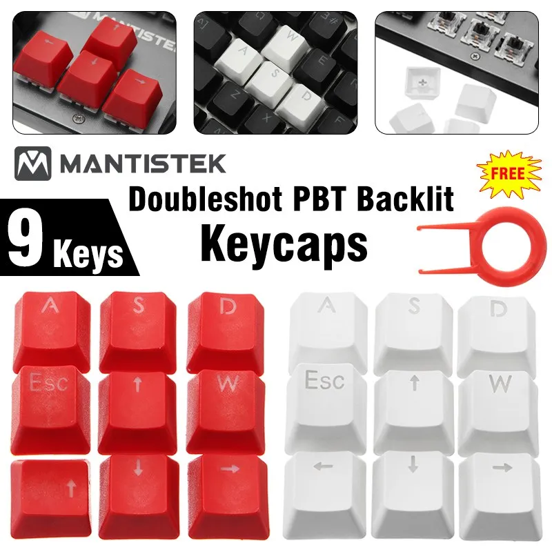 

Universal DIY WASD Direction Keys Caps Double Color Injection Molding PBT Keycaps Key Caps for Keyboard with Keycaps Puller