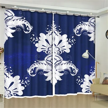 

Geometric Pattern Floral Fabric Chinese Curtains Hook Blackout for Living Room Bedroom Kitchen Balcony Partition Door Window