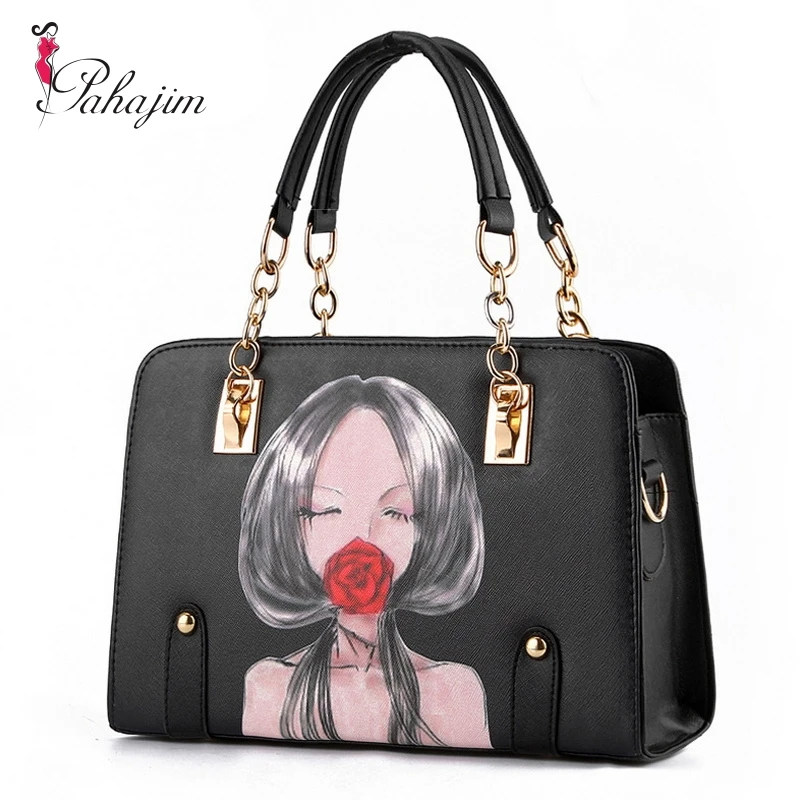 

Pahajim brand women handbags womens satchel bags candy color tote bag artificial leather lolita bag female chain party handbags