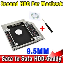 Популярный алюминиевый 2nd HDD Caddy 9,5 мм 2," SATA 2,0 3,0 внешний жесткий диск чехол для Apple MacBook Pro, моноблок супердрайв