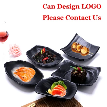 

50pcs Wholesale Melamine Serving Plate Dish Black Salad Container Hot Pot Shop Japanese Cuisine BBQ for Restaurant FREE SHIPPING