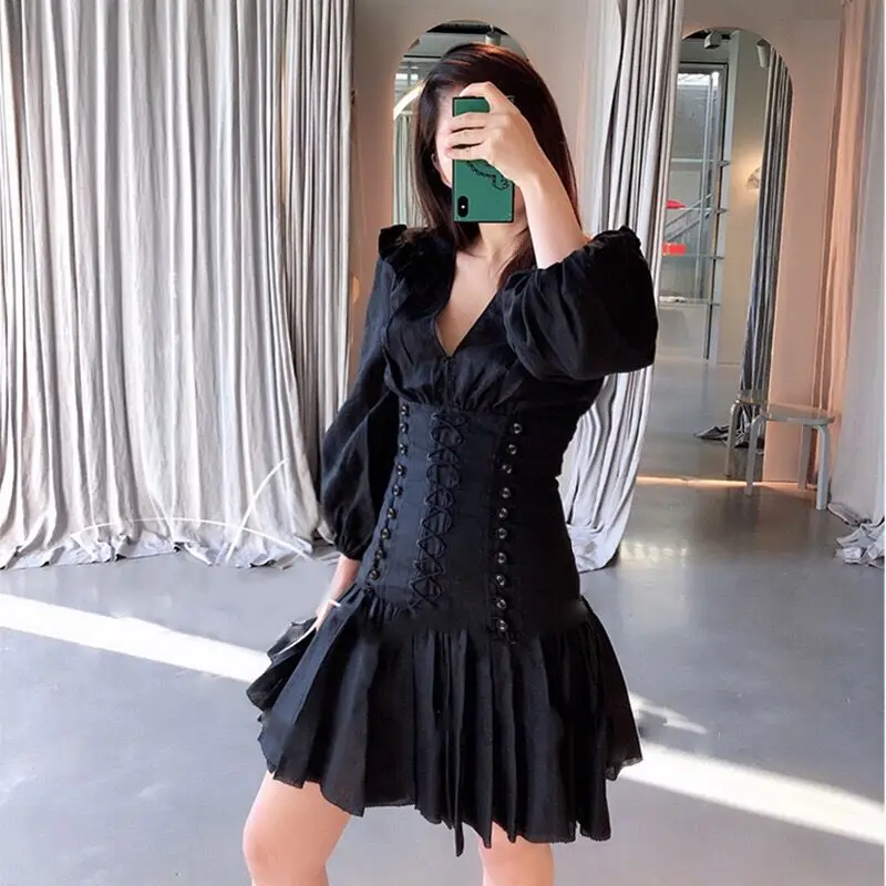 

Top Quality Summer Dress Elegant Night CLub Mini Ruffles V Neck Vintage Celebrity Homecoming Party Dresses Women