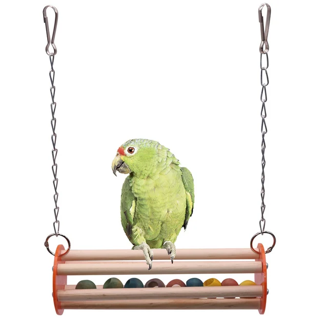 Bird Toys Set Swing Chewing Training Toys Small Parrot Cage Bell Perch Toys 6