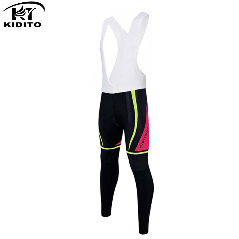 KIDITOKT велошорты Pro bib pants женские спортивные зимние супер теплые термо флисовые MTB велосипедные командные трико и брюки с 3D гелем - Цвет: color 5