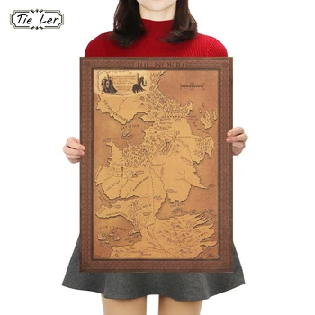 

TIE LER Game of Thrones Map Kraft Paper Poster Interior Bar Cafe Vintage Decorative Painting Wall Sticker 42X30cm