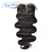 New Star Body Wave Brazilian Human Hair 4×4 Middle Part Closure Bleached Knots With Baby Hair Medium Brown Swiss Lace